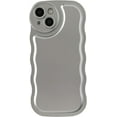 thumbnail image 1 of Solid Color Curly Wave Frame Soft Compatible with iPhone Case (Silver,iPhone 14 Pro), 1 of 11