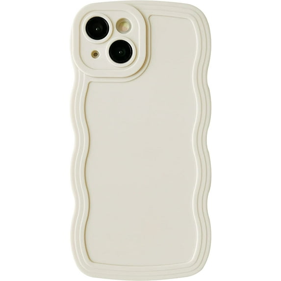 Solid Color Curly Wave Frame Soft Compatible with iPhone Case (White,iPhone 11)