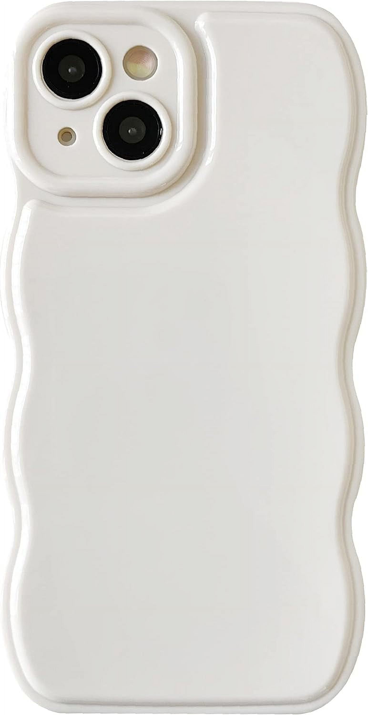 Solid Color Curly Wave Frame Soft Compatible with iPhone Case (White