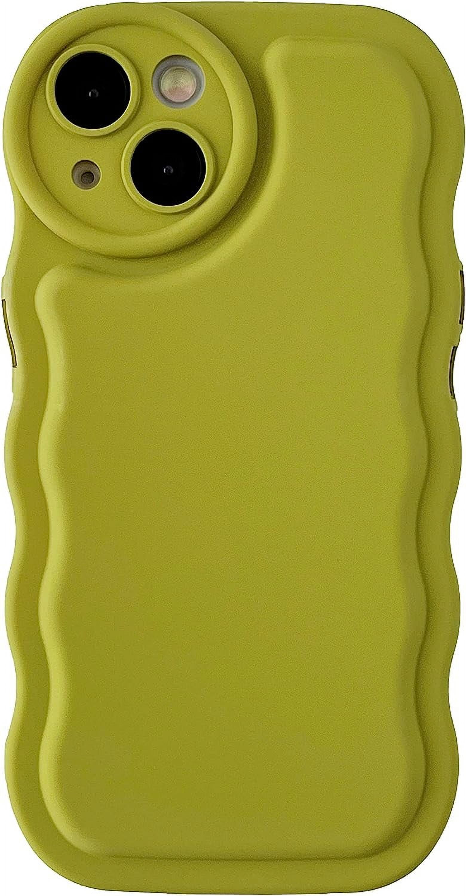 Solid Color Curly Wave Frame Soft Compatible with iPhone Case (Yellow