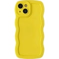 thumbnail image 1 of Solid Color Curly Wave Frame Soft Compatible with iPhone Case (Yellow,iPhone 14 Pro), 1 of 12