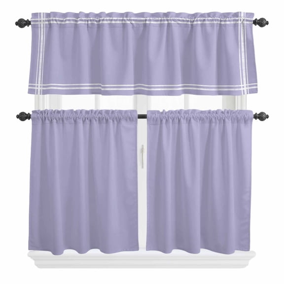 Solid Color Curtain Valances Set Royalblue Kitchen Curtains 36&nbsp;inch Length Rod Pocket Valance and Tiers 3 Piece Set Small Bedroom Bathroom Laundry Decor