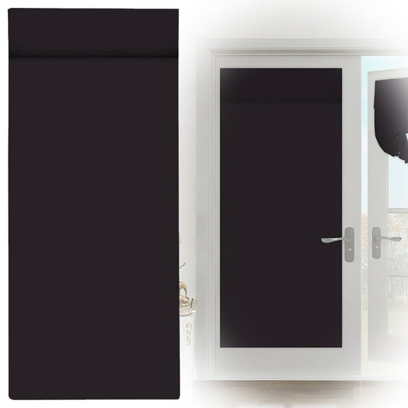 Solid Color Darkening Door Curtains Magic Tape Roman Shades Black 68 * 25Inch Light Blocking Privacy Door Roll Up Blinds Easy Installation For Balcony Glass Door Sightseeing