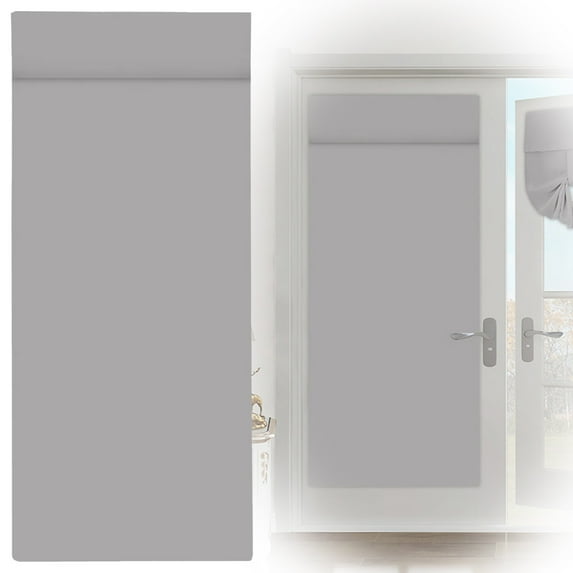 Solid Color Darkening Door Curtains Magic Tape Roman Shades Gray 68 * 25Inch Light Blocking Privacy Door Roll Up Blinds For Balcony Glass Door Sightseeing