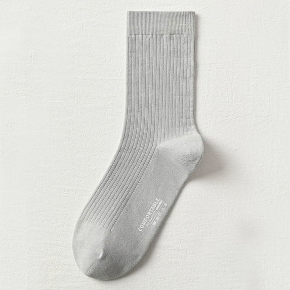 Solid Color Deodorant Middle-aged Waist Socks Men's Fall/winter Double Needle Anti-pilling Cotton Anti-wear Foot Socks Men's 2 pairs