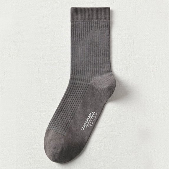 Solid Color Deodorant Middle-aged Waist Socks Men's Fall/winter Double Needle Anti-pilling Cotton Anti-wear Foot Socks Men's 2 pairs