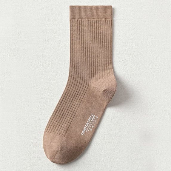 Solid Color Deodorant Middle-aged Waist Socks Men's Fall/winter Double Needle Anti-pilling Cotton Anti-wear Foot Socks Men's 2 pairs