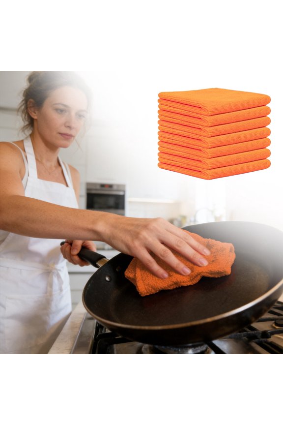 A Solid Color Dishcloth, Orange/ Clean Kitchen Fast Absorbent Microfiber Thick Towel Rags And Thick Rags Dry Cotton Dishwashing Soft Kitchen Thick Dishcloth Towel Dishcloth Microfiber Wipes