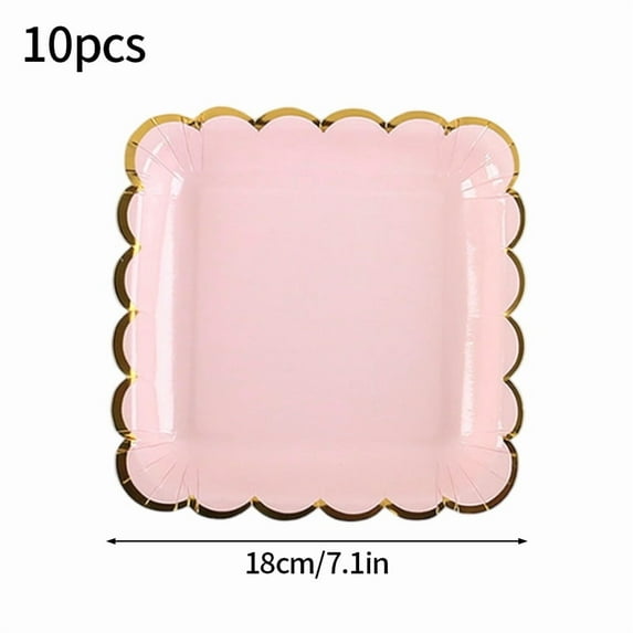Solid Color Disposable Tableware Pink Blue Paper Plate Cup Baby Shower Wedding Party Decor Kids Adult Birthday Party Supplies