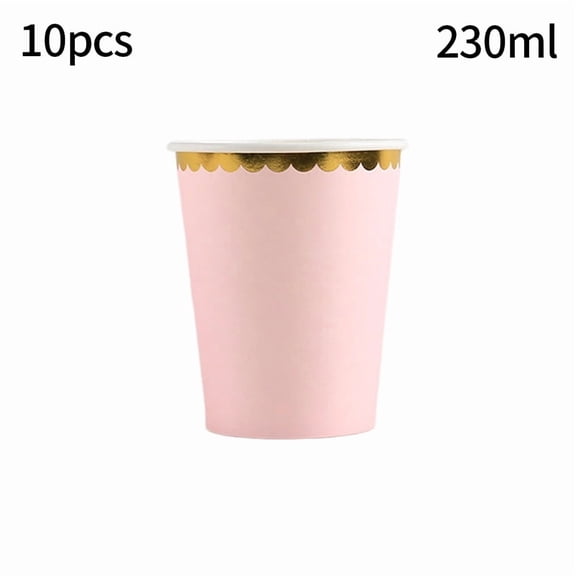 Solid Color Disposable Tableware Pink Blue Paper Plate Cup Baby Shower Wedding Party Decor Kids Adult Birthday Party Supplies