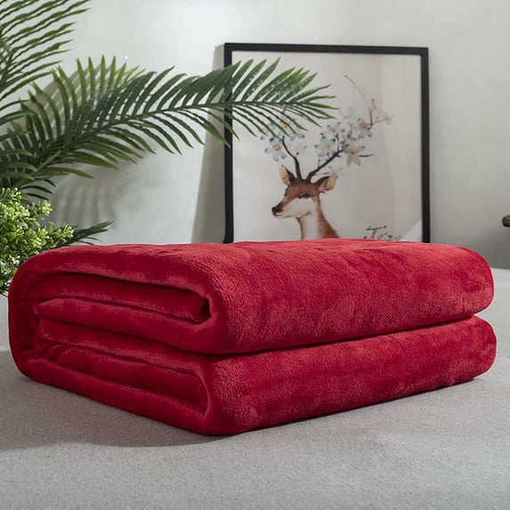 Solid Color Double-Sided Flannel Blanket, Lightweight All Season Thin Conditioning Blanket for Summer Winter, Soft Ribbed Office Nap Blanket, Bedding Throw for Couch Sofa, Easy Care, 1 Piece