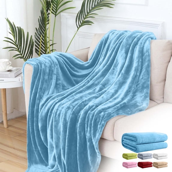 Solid Color Double-Sided Flannel Blanket, Lightweight All Season Thin Conditioning Blanket for Summer Winter, Soft Ribbed Office Nap Blanket, Bedding Throw for Couch Sofa, Easy Care, 1 Piece