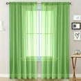 thumbnail image 1 of Solid-Color Double-String Sheer Curtains Semi Transparent Voile Rod Pocket Curtains for Bedroom and Living Room, 52 x 84 inches Long (Green), 1 of 6