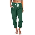 thumbnail image 1 of Solid Color Drawstring Sweatpants for Women Workout Tapered Trousers with Pockets Comfy Casual Pants, 1 of 4