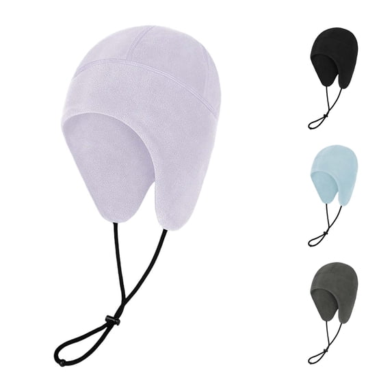 Solid Color Ear Protection Hat Adult Adjustable Drawstring Warm Cap for Motorcycle Running Hiking Daily Outdoor