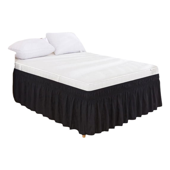 Solid Color Elastic Bed Skirt Fits 39x75 Inch Twin Bed Wrap Around Design Soft Fabric