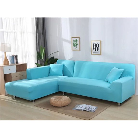 Solid Color Elastic Sofa Cover for L Shaped Sectional Corner Chaise Longue Sofa Stretch Couch Cover Slipcovers for Living Room