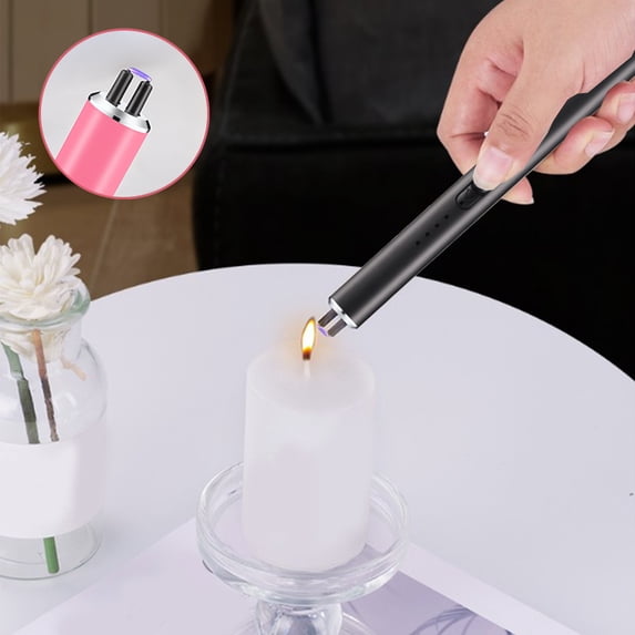 Solid Color Electric Lighter for Women Men,USB Rechargeable Lighter,Arc Windproof Flameless USB Lighter Rechargeable Lighter with Safety Lock for Candle BBQ Camping