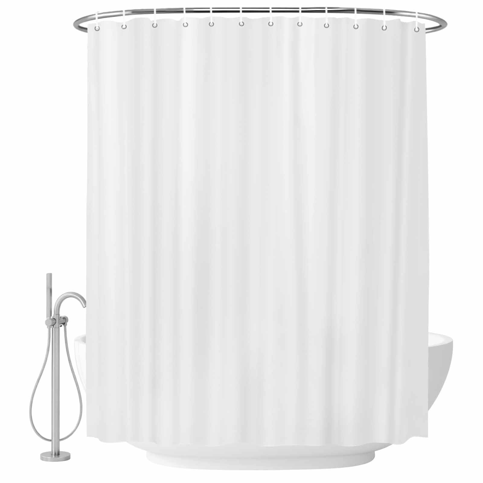 Solid Color Fabric Shower Curtain White Washable Shower Curtains for Bathroom, Waterproof Bath Curtain with Hooks Home Decor 72x72in