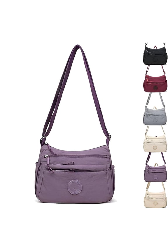 Solid Color Fashionable Multi-Pocket Zipper Crossbody Bag,