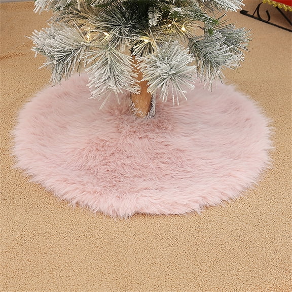 Solid‑Color Faux Christmas Tree Skirt, Plush Tree Base Cover for Holiday Home Decor