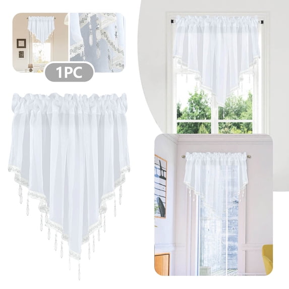 Curtain Drapery Solid Color Finished for Bedroom Living Room and Kitchen 51x24 Short Triangle Style Modern Window