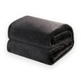 thumbnail image 1 of Solid Color Flannel Blanket 59x39in Polyester Velvet Thermal Sofa Bed Throw Reversible Washable Home Decor (Black)​, 1 of 7