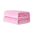 thumbnail image 1 of Solid Color Flannel Blanket 59x39in Polyester Velvet Thermal Sofa Bed Throw Reversible Washable Home Decor (Pink)​, 1 of 7