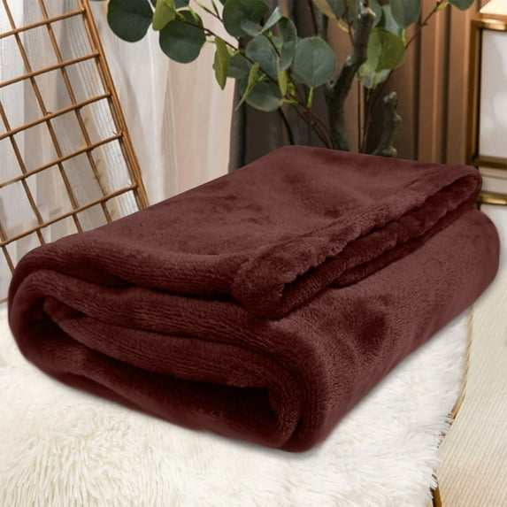 Solid Color Flannel Blanket Warm Winter Velvet Soft Throw Blanket for Home Picnic Camping Travel - Multi Purpose All Season Use(K)
