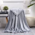 thumbnail image 1 of Solid Color Flannel Fleece Blanket | 59x39 Inch Velvet Soft Polyester Throw | Gray, Khaki, Blue, Pink Options | Sofa Cover, Bed Blanket, Cape Multipurpose Use, 1 of 7