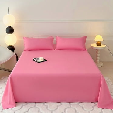 Solid Color Flat Sheet, Soft Polyester Single Bed Sheet, Breathable Washable Wrinkle-Free Fabric, Fitted Corner Design for Mattress, Durable Easy Care Bedding for Home Hotel