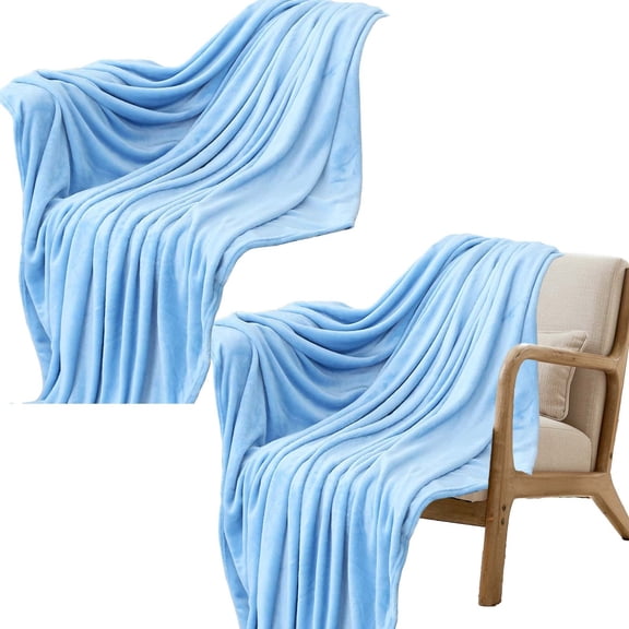 Solid Color Fleece Throw Blanket for Nap, Soft Gentle Comforter for Living Room Bedroom, 100x150cm Sky Blue