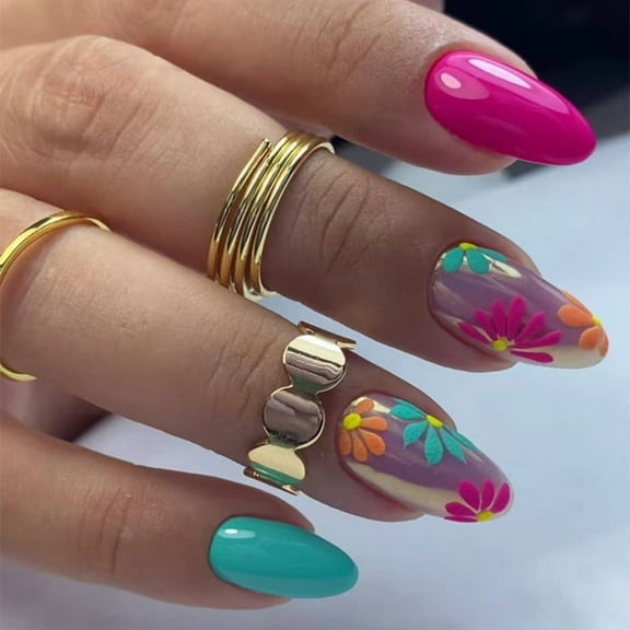 Solid Color Flower False Nails, Removable Art Nails, Detachable Nail Patches, 30 Pieces