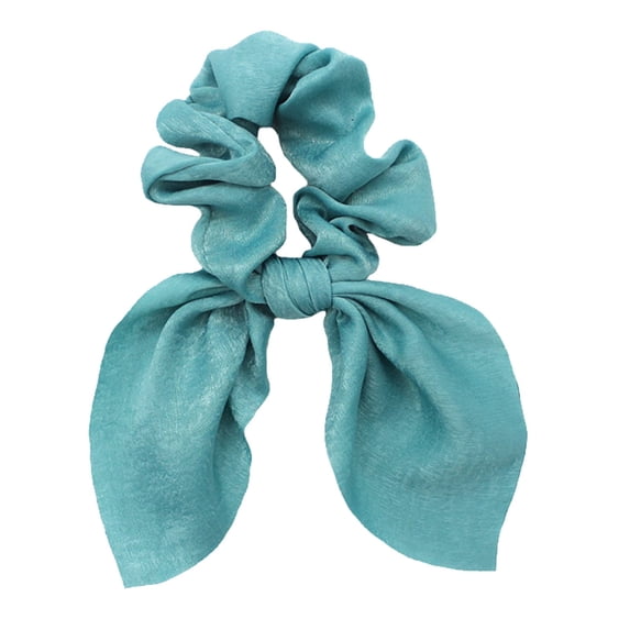 Solid Color Flower Hair Band Satin Fabric Streamer Large Rabbit Ears Tie for Women Girls