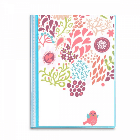 Solid Color Flowers Drawing s Birds Book Sheet Protectors Portfolio Binder Folder