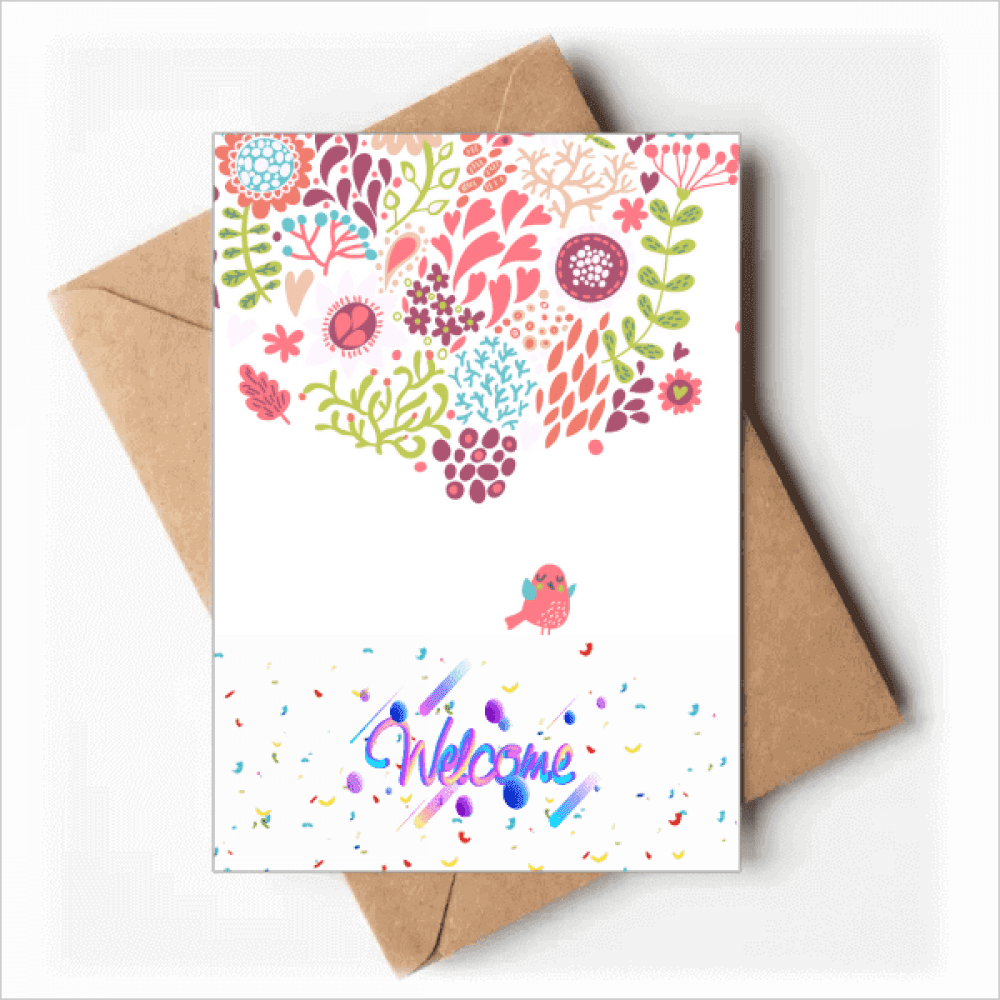 Solid Color Flowers Drawing s Birds Welcome Back Greeting Cards Envelopes Blank
