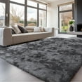 thumbnail image 1 of Solid Color Fluffy Rugs, Non-slip Soft Shaggy Floor Carpet Mats & Rugs for Room Decor, Washable Non-slip Area Rug, Modern-style Decorative Carpets for Home Livingroom Bedroom, Tie-dye Dark Gray, 1 of 9