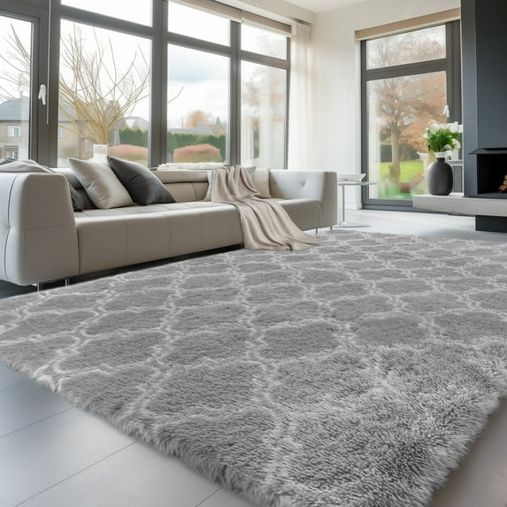 Solid Color Fluffy Rugs, Non-slip Soft Shaggy Floor Carpet Mats & Rugs for Room Decor, Washable Non-slip Modern Area Rug, Modern-style Decorative Carpets for Home Livingroom Bedroom, Light Grey
