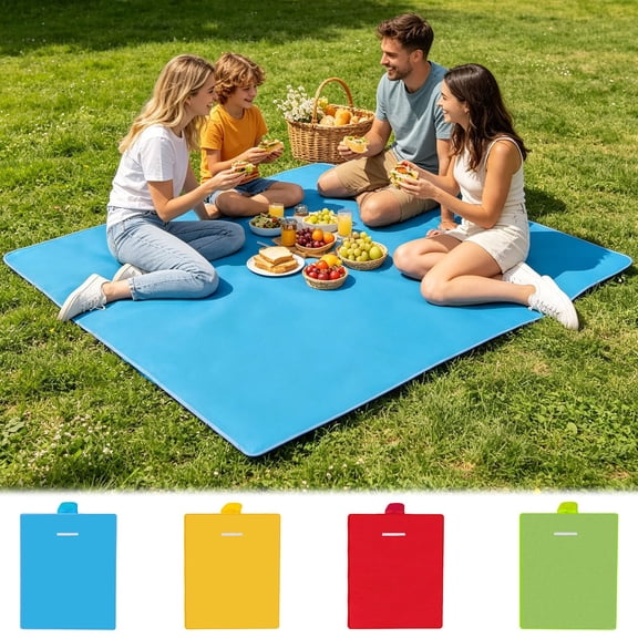 Solid Color Foldable Picnic Blanket Beach Mat,60x80" Outdoor Picnic Blankets With Hand Strips For Easy Carrying,Waterproof Sand Mat for Beach Camping Hiking Travel Concerts Grass Park Lawn
