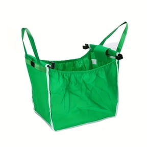 Solid Color Foldable Reusable Grocery Tote Bag,Large Capacity Storage Handbag with Trolley Clip and Outer Pockets,Compact Shopping Organizer for Supermarket and Travel