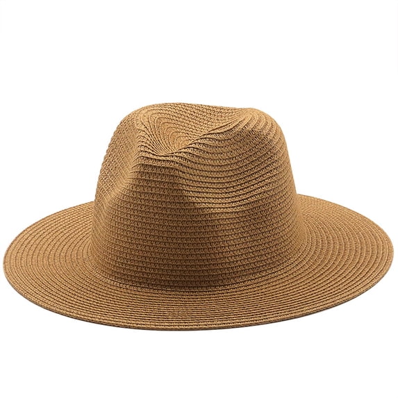 Solid Color Folding Thin Straw Hat Unisex Big Brim Sunscreen Jazz Hat Fashion Accessories