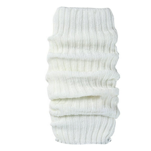 Solid Color Foot Warmers Party Thick Leg Warmers Wool Knitted Socks Warm Socks for Casual and Festive Wear,White,One Size