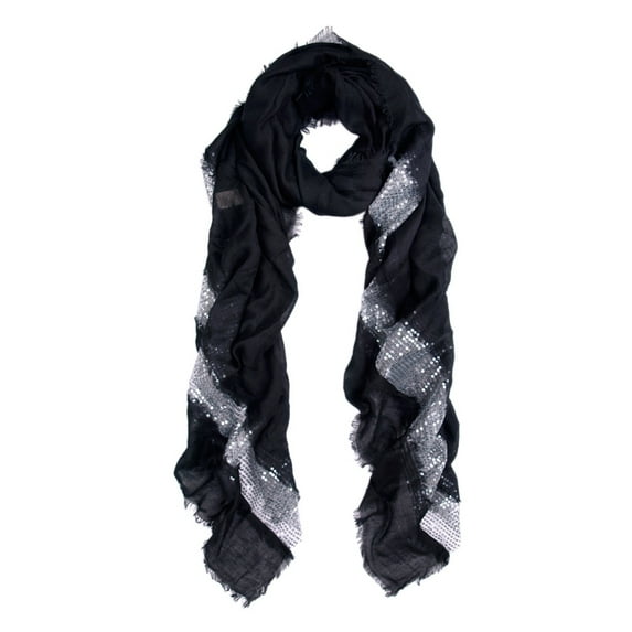 Solid Color Frayed Edge Sequin Stripe Glitter Scarf