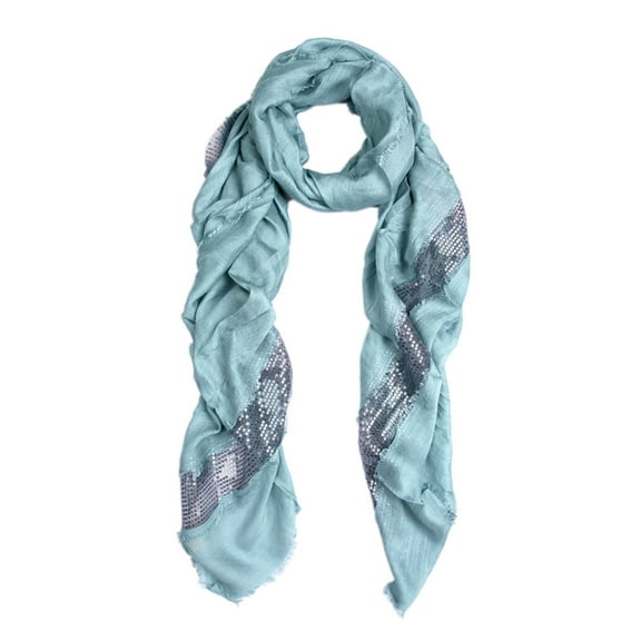 Solid Color Frayed Edge Sequin Stripe Glitter Scarf
