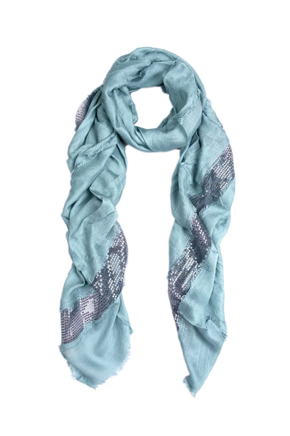 Solid Color Frayed Edge Sequin Stripe Glitter Scarf
