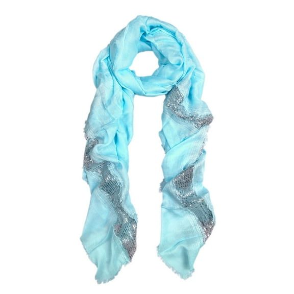 Solid Color Frayed Edge Sequin Stripe Glitter Scarf