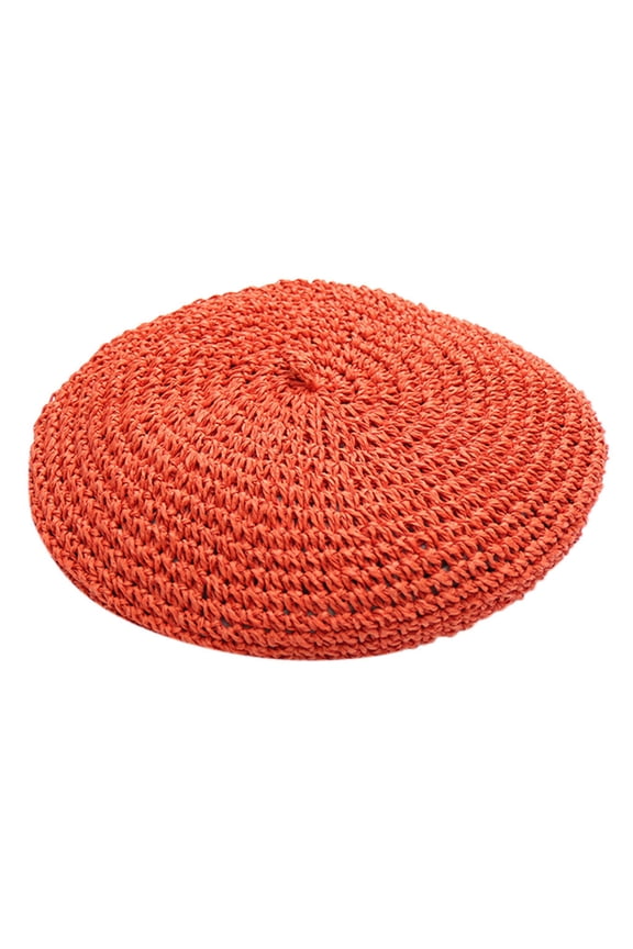 Solid Color French Beret, Breathable Casual Hat, Summer Fashion Pumpkin Hat, Women Lightweight Retro Headwear for Outing Shopping Leisure Simple Versatile Head Cap,Red
