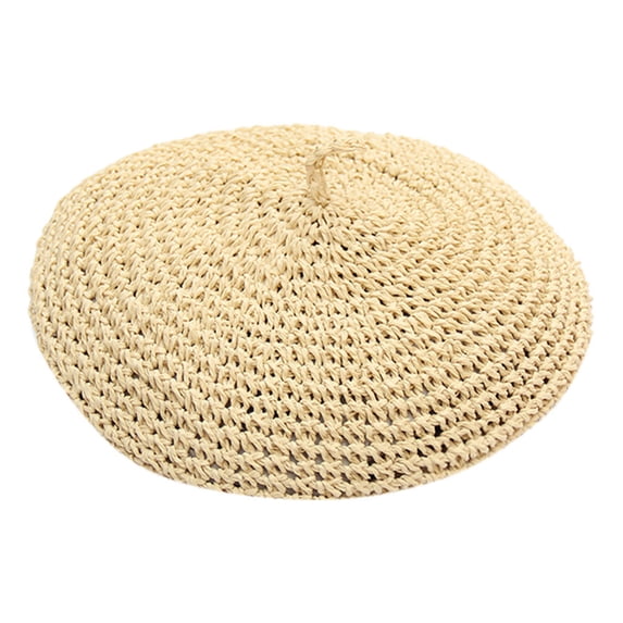 Solid Color French Beret, Breathable Casual Hat, Summer Fashion Pumpkin Hat, Women Lightweight Retro Headwear for Outing Shopping Leisure Simple Versatile Head Cap,Beige