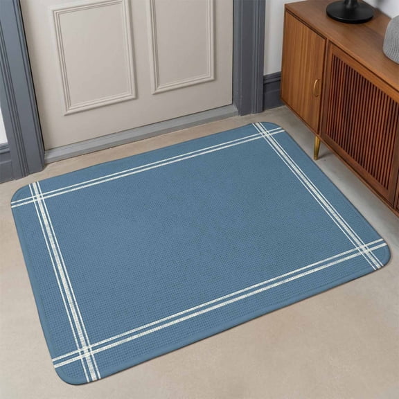 Solid Color Front Door Mat Indoor Entrance, Royalblue Absorbent Dirt Resist Welcome Mats Non-Slip Low-Profile Doormat Washable Entry Rug Indoor Outdoor 17x30 Inch