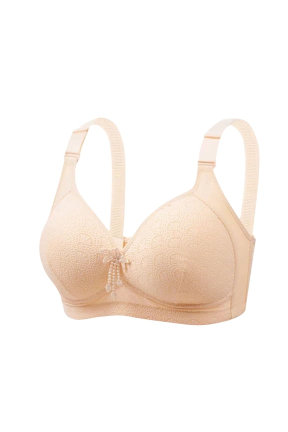 Solid Color Full Cup Bra Large Size No Underwire Side Breast Support Everyday Wear #Beige,XXXXL